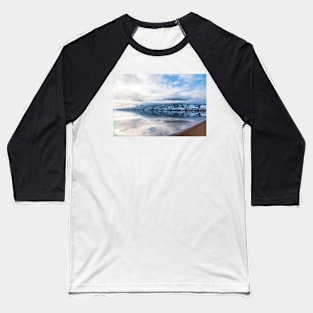 Winter Mountain Lake Reflections Baseball T-Shirt